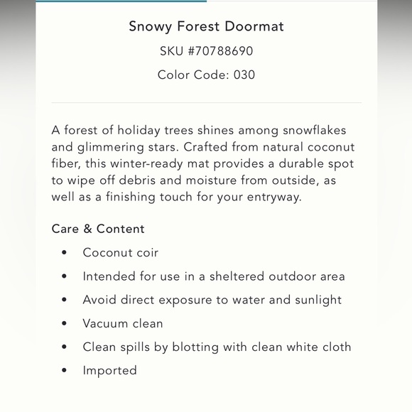Anthropologie Snowy Forest Doormat NEW - Picture 3 of 3